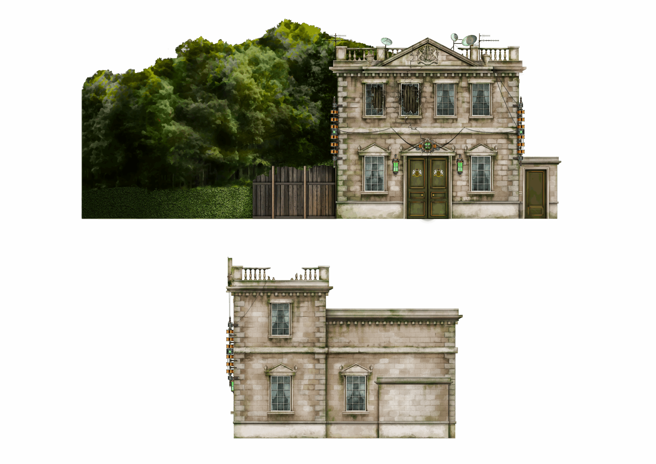 Ghostly Manor facade elevations