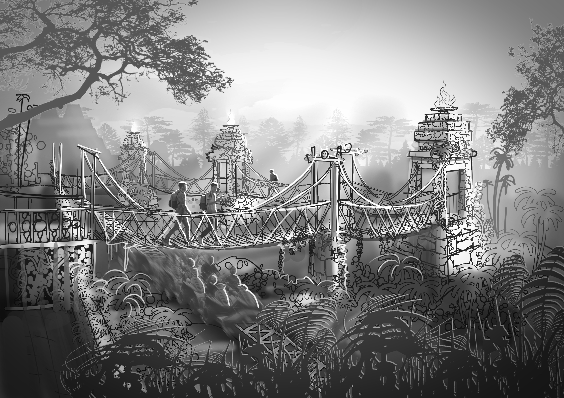 Camino del Sol BW sketch