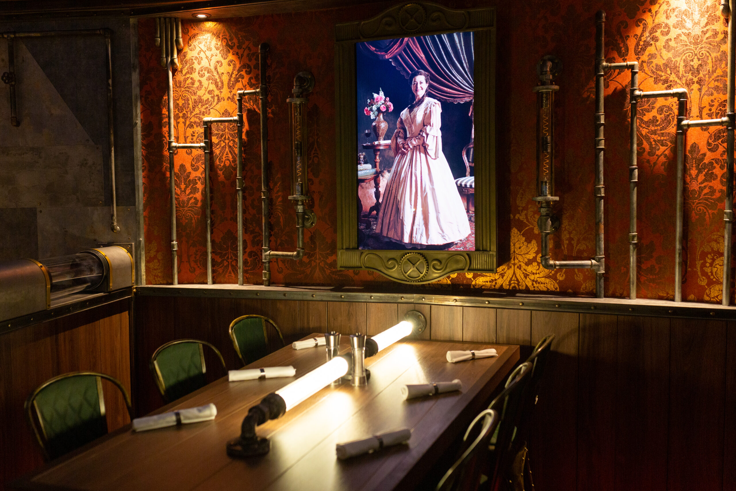 Time Machine Restaurant table and painting